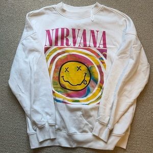 White, Nirvana, Women’s XS, Oversized, H&M, Crewneck